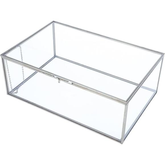 Vintage Glass Box with Lid - Clear Jewelry Glass Display Box - Picture 7 of 7